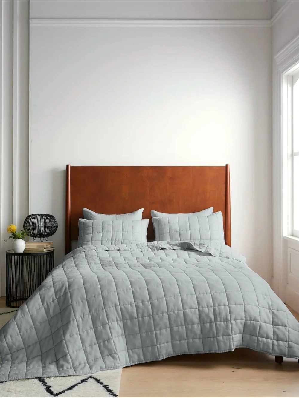 Quince European Linen Box Quilted Sham Set in Mist Standard